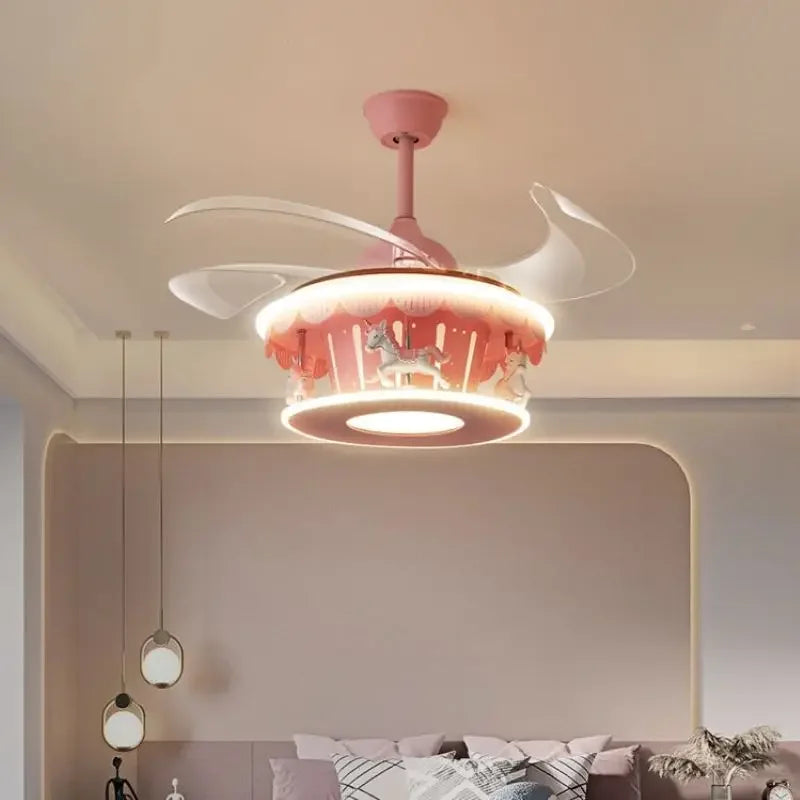 lampe de plafond led carrousel créative pour filles