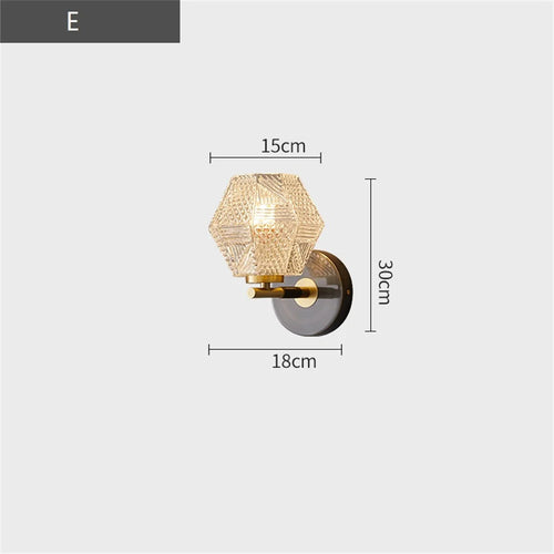 applique murale moderne en cuivre et verre à led décorative