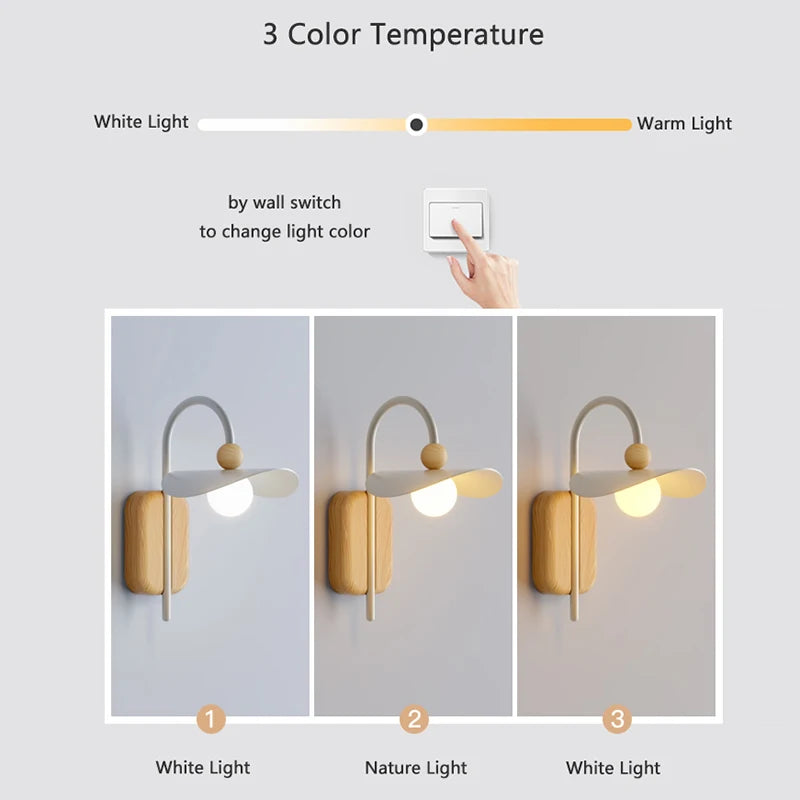 applique murale nordique en bois led pour bureau restaurant - vue 8 sur 7