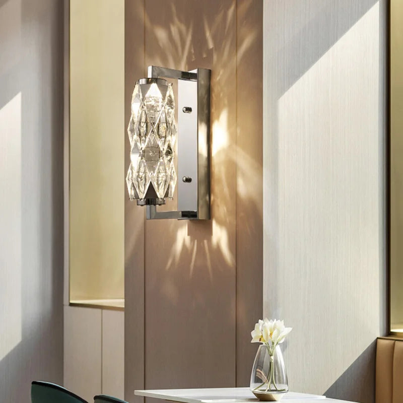 applique murale led moderne en verre de cristal avec 3 gradations variables