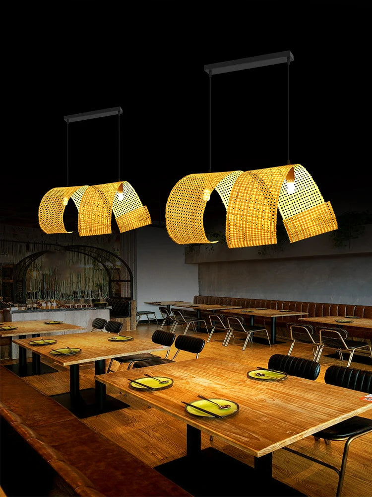 lustre en bambou style japonais pour décoration zen asiatique - vue 4 sur 11