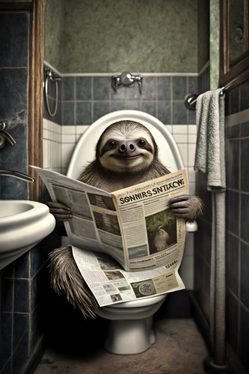 décoration humoristique avec animaux assis sur toilettes