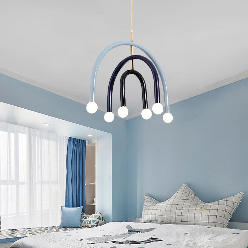 lustre arc-en-ciel métallique fil art déco suspendu réglable - vue 4 sur 22
