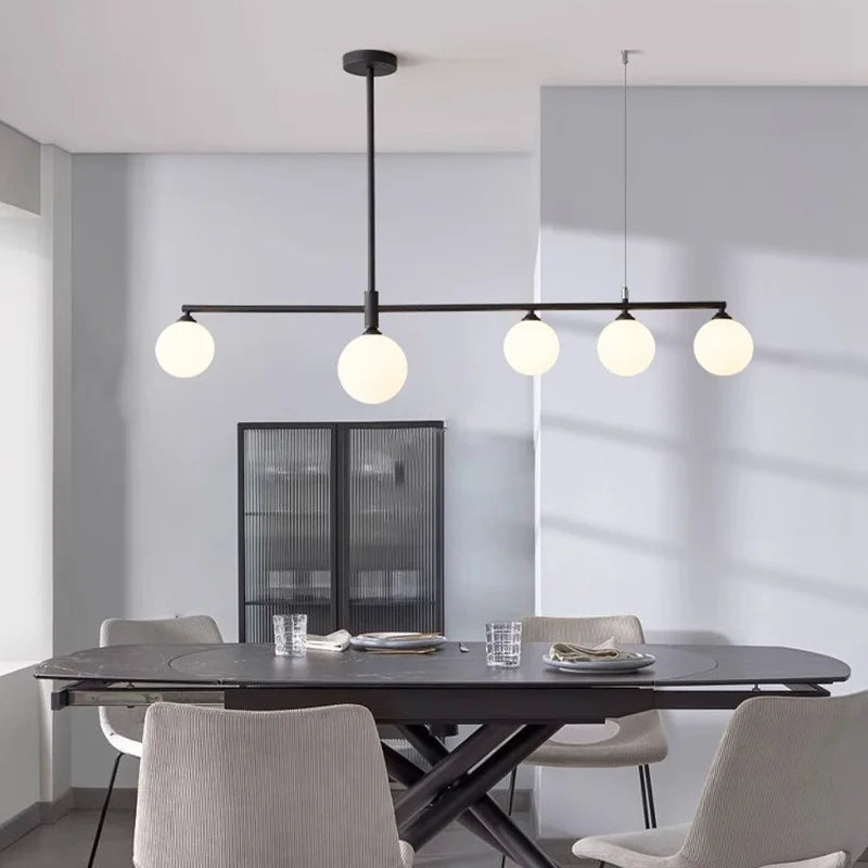 Pastoral Dining Table Pendant Lamps Long Hanging Light for Living Room Kitchen Restaurant Chandelier Fixtures Milky White Glass - vue 6 sur 12