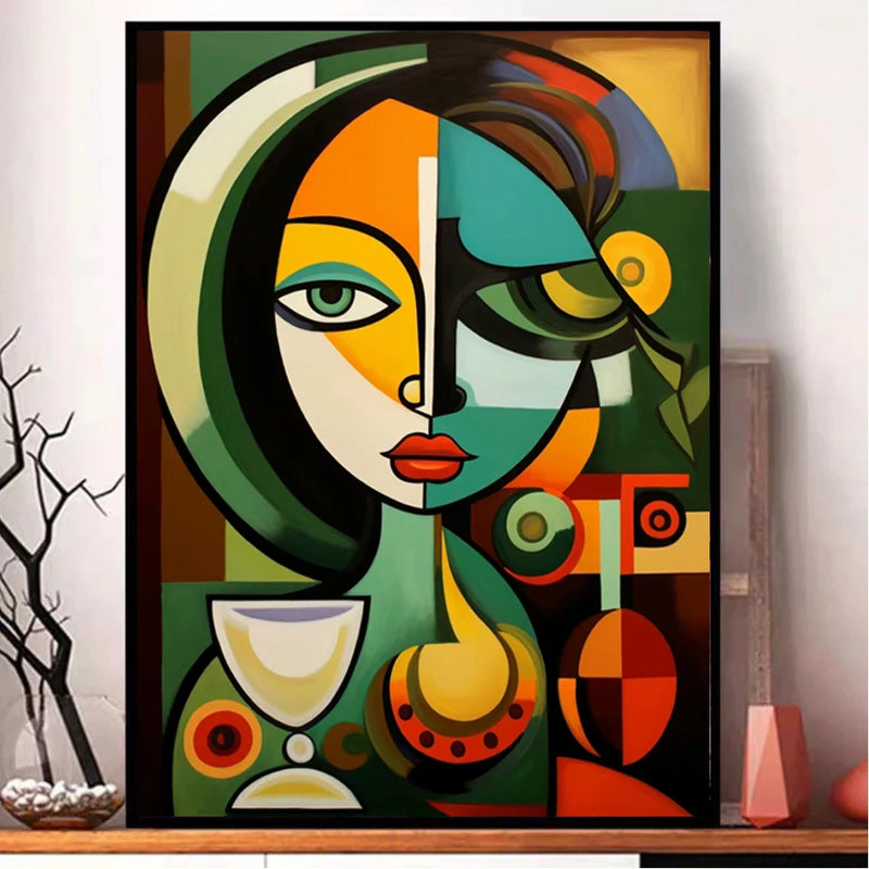 peinture au diamant femme abstraite style picasso kit broderie 5D art décoratif