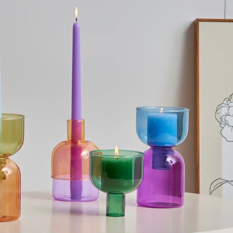 bougeoir en verre décoratif pour plantes et bougies - vue 5 sur 22