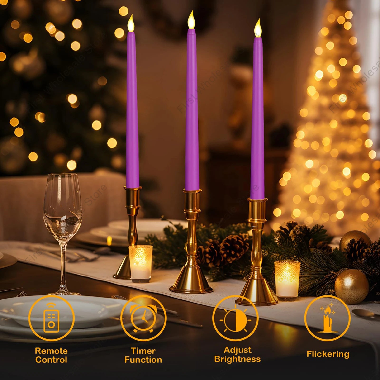 lot de 4 à 72 bougies LED scintillantes sans flamme avec télécommande - vue 6 sur 14