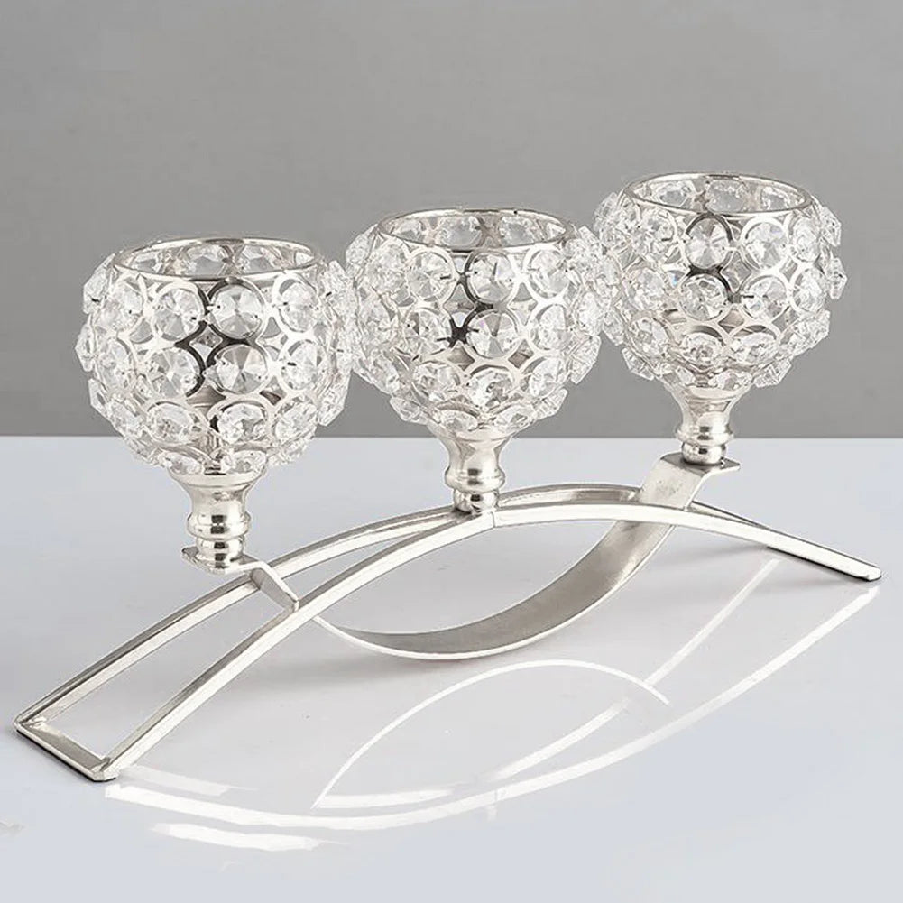 bougeoirs en métal chandelier cristal pour décorations festives - vue 2 sur 12