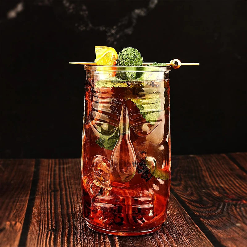 Mug tiki en verre transparent style bar exotique