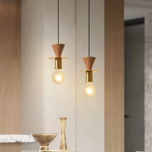 lampe suspendue moderne en bois pour bar