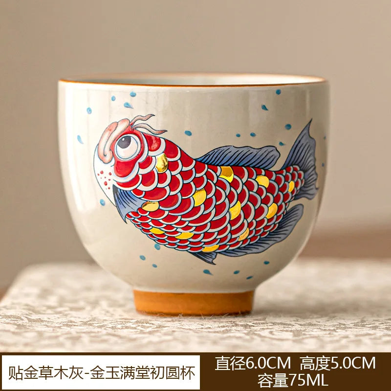 Tasse arowana rétro en céramique service kung fu