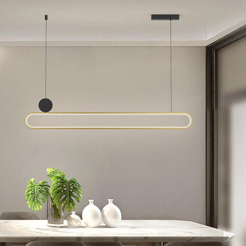 Modern and simple LED dining room chandelier, Nordic gold living room, kitchen lights, bar, meeting room decorative lighting - vue 5 sur 16