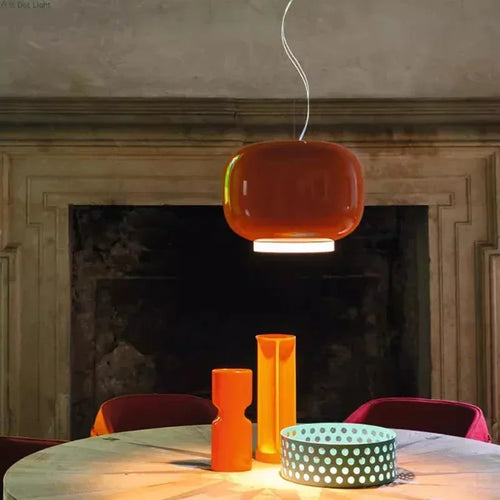 suspension moderne en verre design lumineux et coloré - vue 2 sur 9