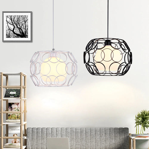 lustre industriel rétro en fer avec lumière led moderne - vue 4 sur 12