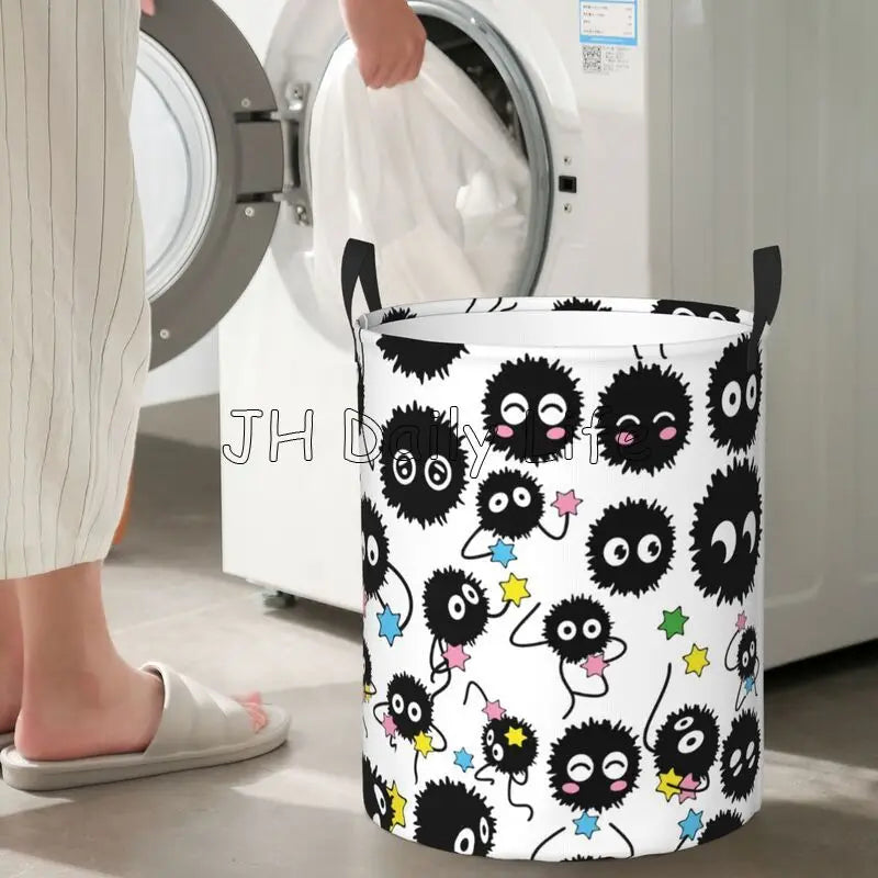 panier à linge pliable en tissu imperméable motif mignon pour vêtements et jouets - vue 10 sur 12