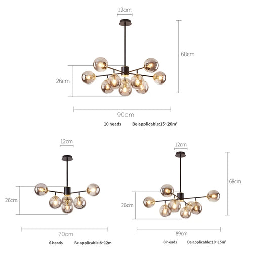 lustre en verre nordique suspension moderne pour décoration intérieure - vue 6 sur 8