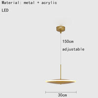 lampe led ronde en métal art déco avec fil réglable