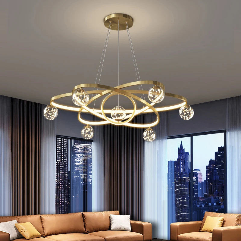 lustre moderne nordique design éclairage intérieur élégant - vue 4 sur 14