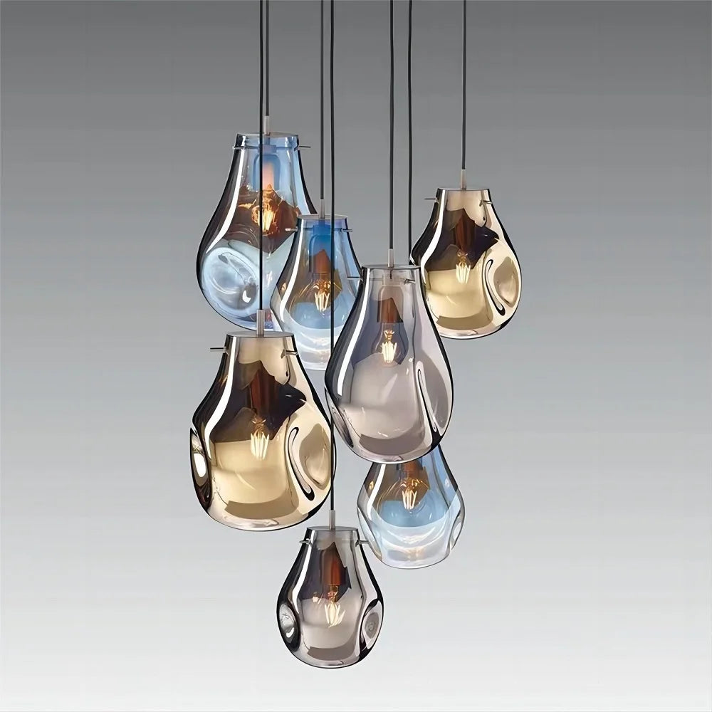 Suspension design moderne simple créatif en verre led nordique macaron - vue 2 sur 10