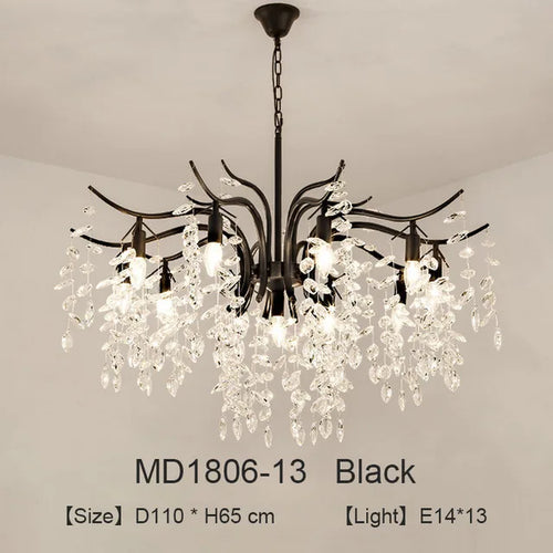 lustre nordique led en cristal de luxe décoration - vue 13 sur 14