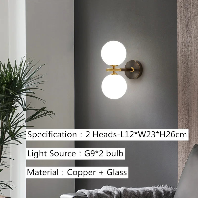 lustre led nordique simple avec boule de verre suspendue