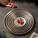Assiettes plates acier inoxydable style industriel vintage