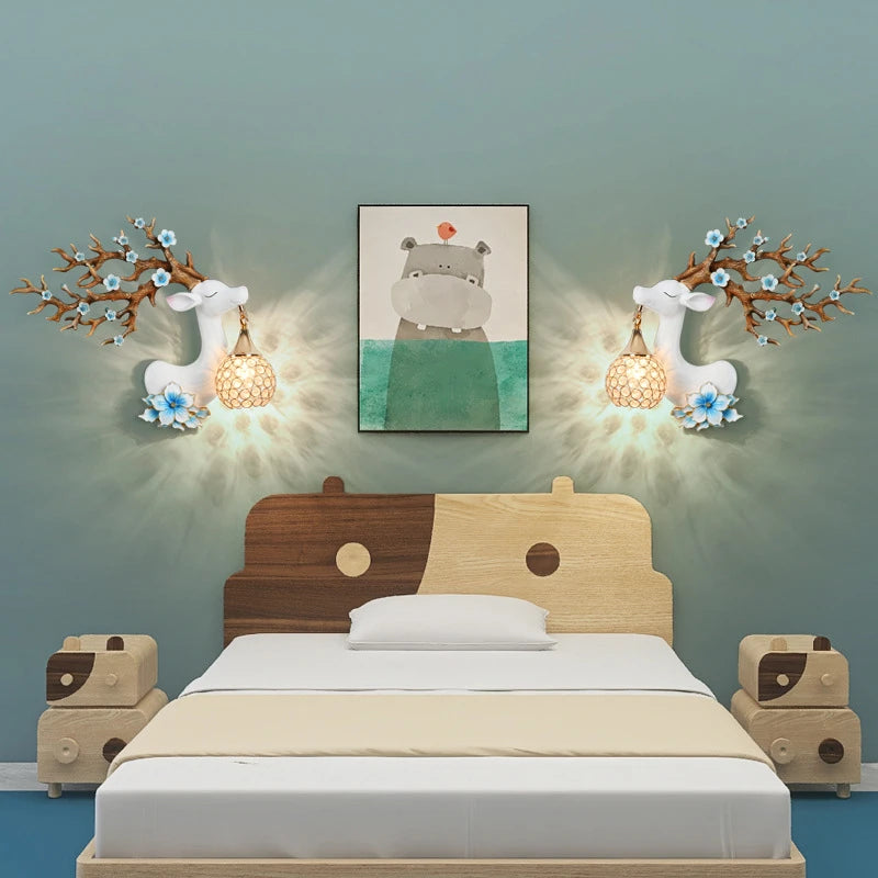 appliques murales modernes en résine style chinois cerf fortune - vue 6 sur 10