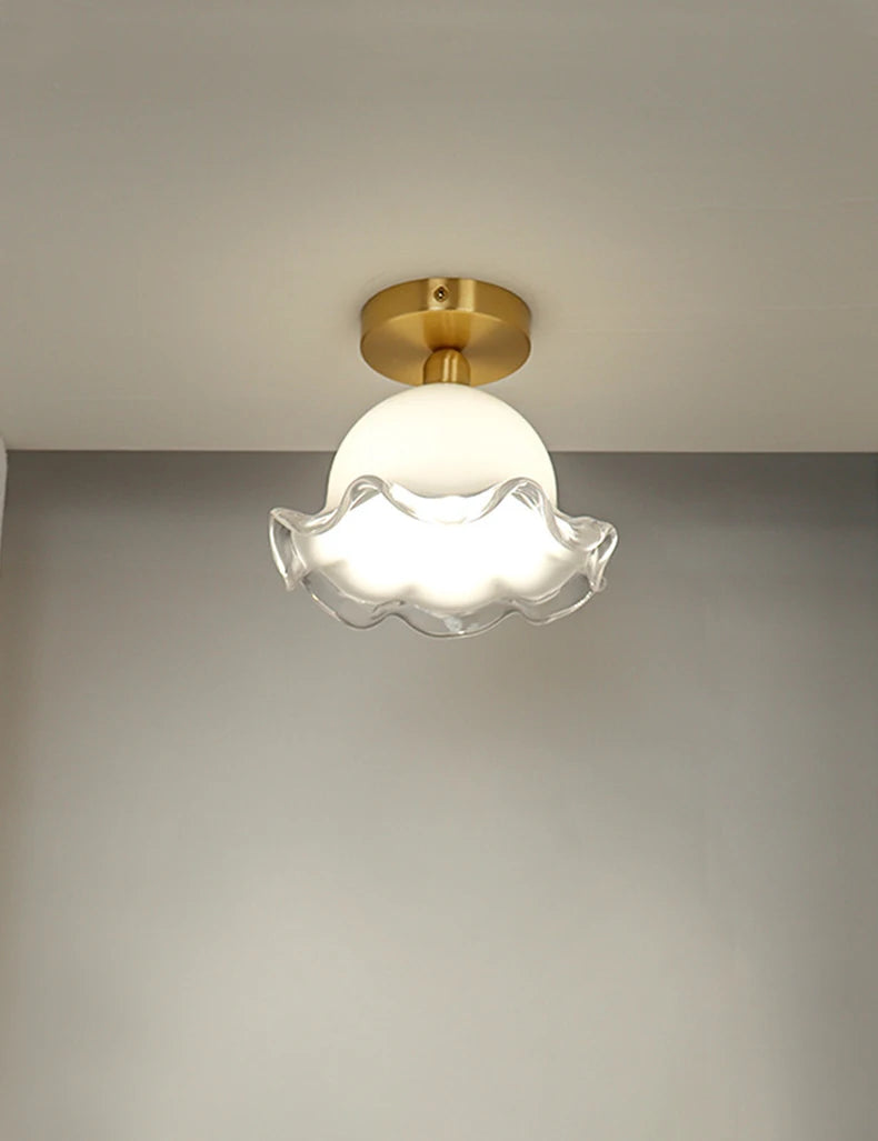 plafonnier moderne en verre antique et laiton unique et minimaliste - vue 7 sur 7