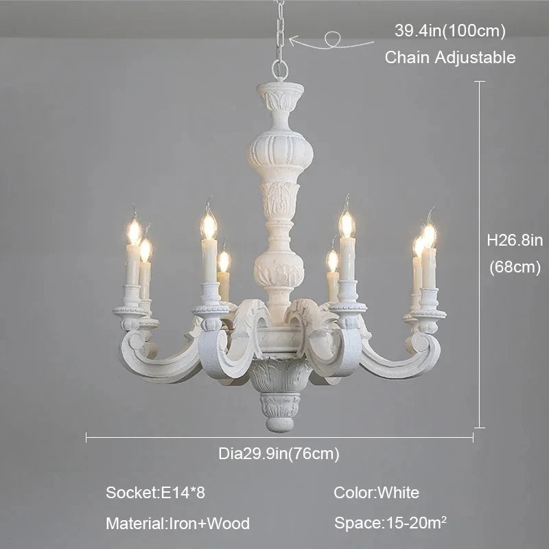 lustre en bois sculpté et verre de murano rétro élégant - vue 8 sur 12