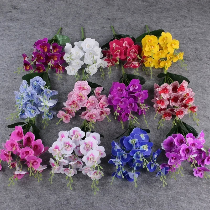 fleurs artificielles 3d décoration orchidée papillon phalaenopsis faux fleurs - vue 3 sur 17