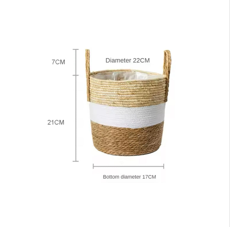 Cache-Pot En Osier Tressé Main - Panier Décoratif Polyvalent Pour Plantes D'Intérieur - 26x26x18 Cm - 4