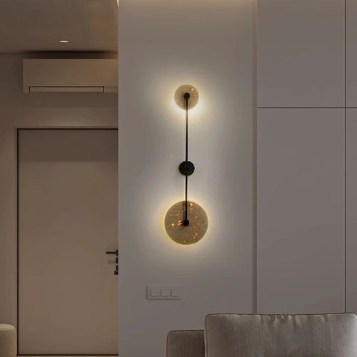 applique murale led en pierre naturelle et métal rond