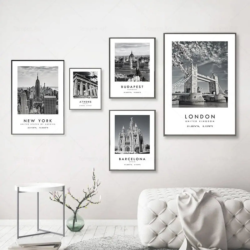 affiche photographie voyage noir et blanc rome las vegas décoration murale