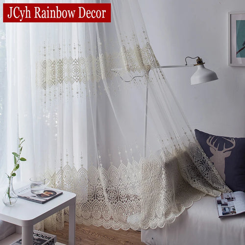 Voilage brodé en tulle élégant pour salon chambre - vue 4 sur 7