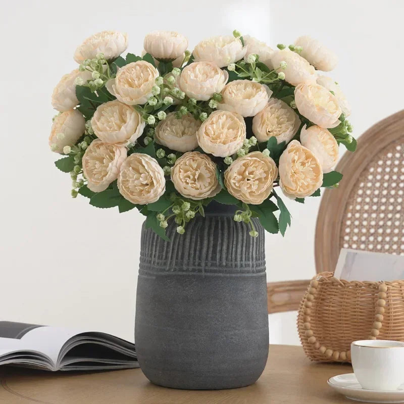 fleurs artificielles pivoines en soie pour mariage décoration florale - vue 5 sur 12