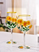 verres a vin motif floral artisanal lot trois