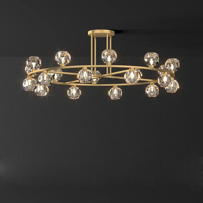 plafonnier art déco doré noir design en cristal - vue 4 sur 24