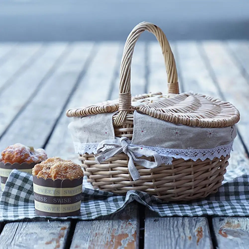 panier de pique-nique en osier tissé à la main pour extérieur - vue 8 sur 8