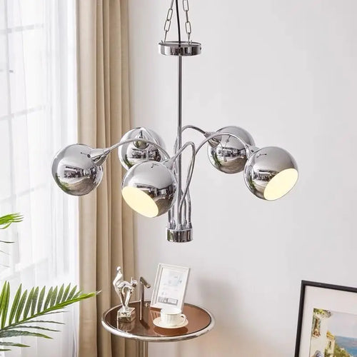 lustre nordique en chrome avec lampes à globe décoratives - vue 4 sur 14