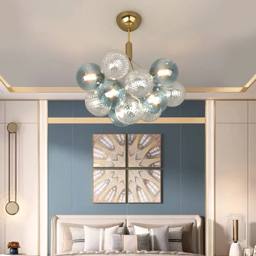 lampes suspendues modernes boule de verre multicolore décoration luxe éclairage