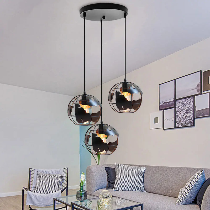 suspension en métal abat-jour globe style industriel moderne