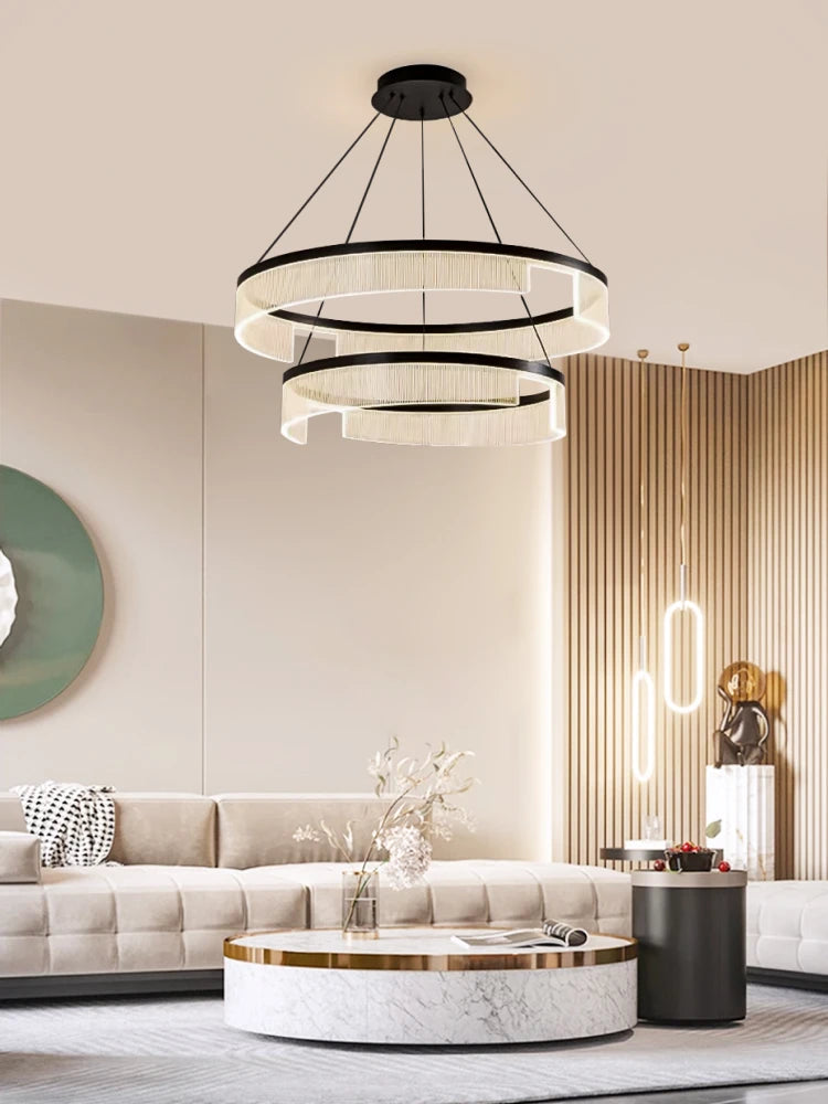 Circular Acrylic Living Room Pendant Light, Pendant Lamp Chandelier, Hanging Light Fittings, Hanging Light Pendant Lamp - vue 3 sur 10