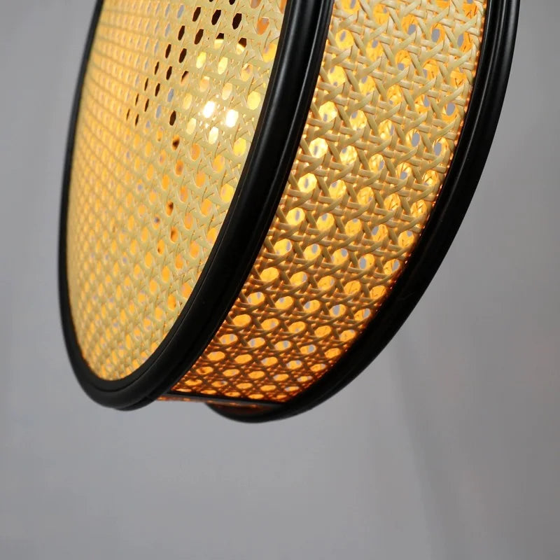 2024 Japanese style Quiet Wind Restaurant Bar, Restaurant Island, Homestay Bedhead Vine Weaving Art Pendant Light - vue 5 sur 9
