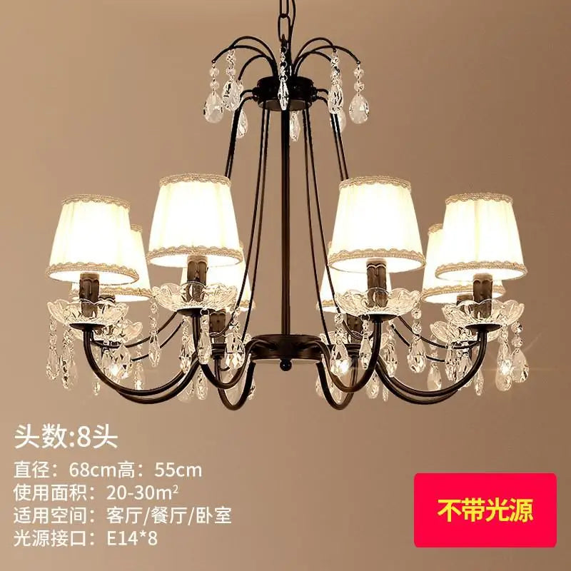 lustre rétro en fer et cristal style américain créatif - vue 9 sur 12