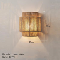 Handmade Hemp Rope Wall Lamp, Home Art Decoration, Bedroom, Hallway, Lobby, Hotel Atmosphere, Sconce E27 Bulb, Creative Light