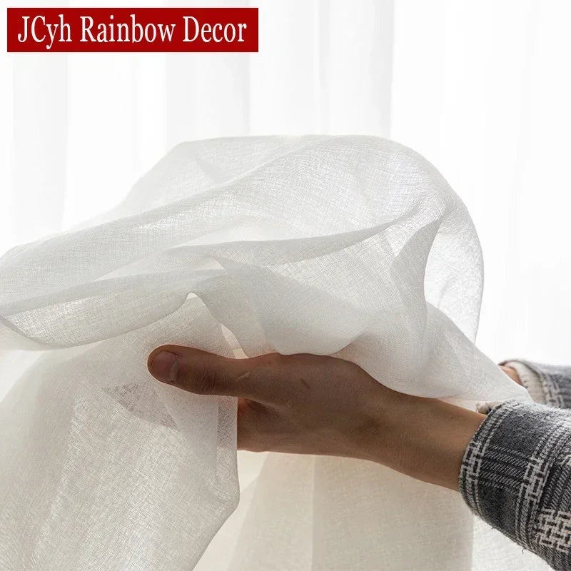 Voilage tulle transparent style moderne pour salon fenetre - vue 6 sur 7