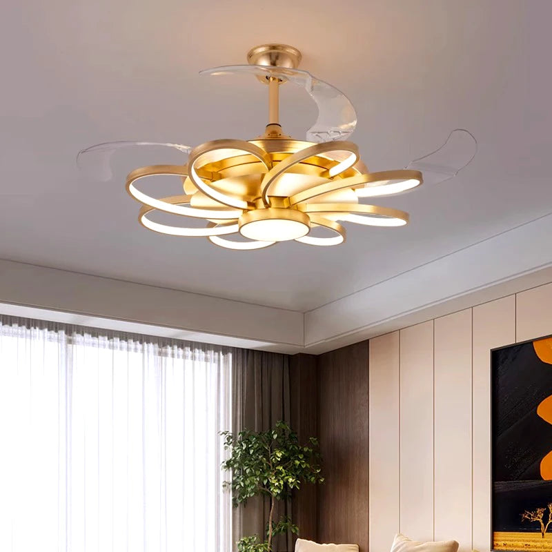 Plafonnier LED moderne avec ventilateur de plafond sans pales