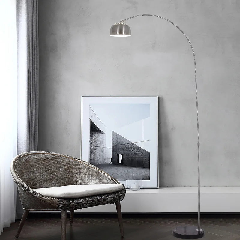 Lumière nordique luxe galvanoplastie réglable pêche lampadaire Base en marbre télécommande chambre étude hôtel lampadaire LED