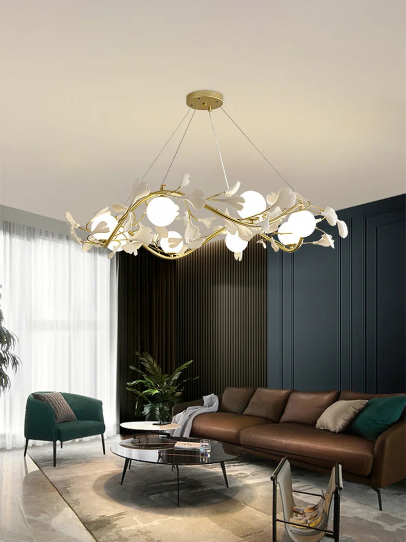 lustre ginkgo suspendu lumineux design moderne pour intérieur - vue 4 sur 8