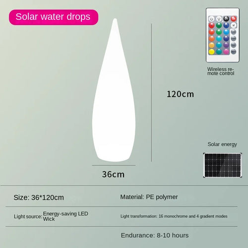 lampadaire de jardin solaire étanche en forme de goutte d'eau - vue 13 sur 14